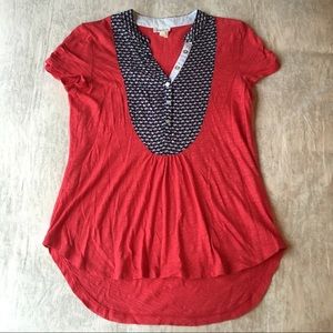 Anthropologie Meadow Rue Addie Bibbed Henley Tee